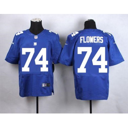 Nike Giants #74 Ereck Flowers Royal Blue Team Color Men's Stitched NFL Elite Jersey