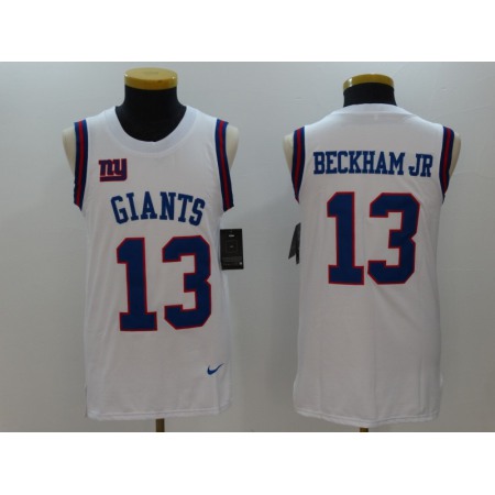 Men's New York Giants #13 Odell Beckham Jr White Limited Tank Top Jersey