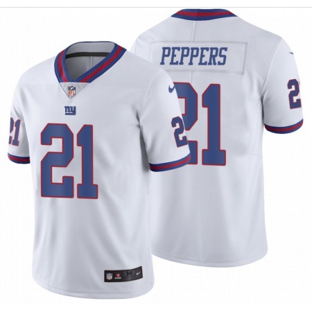 Men's New York Giants #21 Jabrill Peppers White Color Rush Limited Stitched Jersey