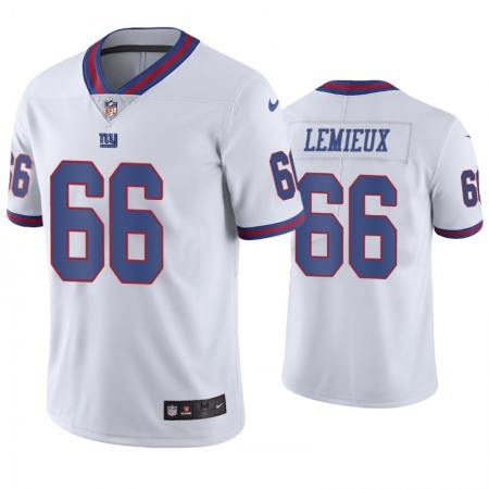 Men's New York Giants #66 Shane Lemieux White Color Rush Stitched Jersey