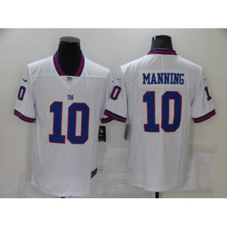 Men's Nike Giants #10 Eli Manning White Limited Rush Stitched Jersey