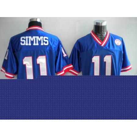 Mitchell and Ness Giants #11 Phil Simms Stitched Blue NFL Jersey