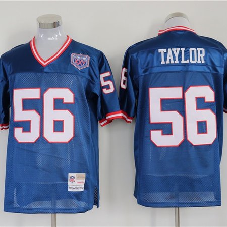Mitchell and Ness Giants #56 Lawrence Taylor Blue Stitched NFL Jersey