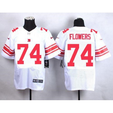 Nike Giants #74 Ereck Flowers White Men's Stitched NFL Elite Jersey