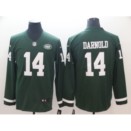Men's New York Jets #14 Sam Darnold Green Therma Long Sleeve Stitched NFL Jersey