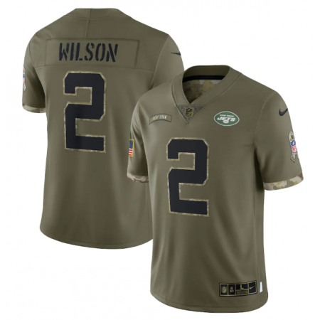 Men's New York Jets #2 Zach Wilson Olive 2022 Salute To Service Limited Stitched Jersey