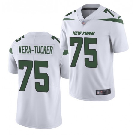 Men's New York Jets #75 Alijah Vera-Tucker 2021 NFL Draft White Vapor Untouchable Limited Stitched Jersey