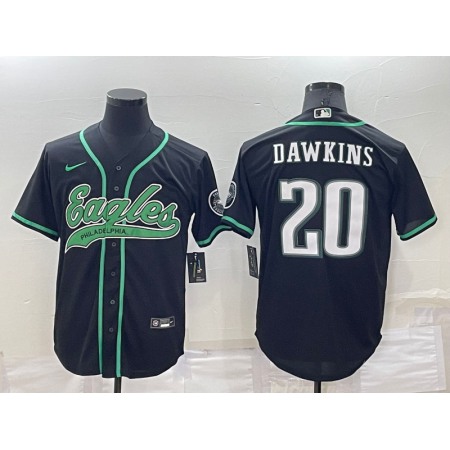 Men's Philadelphia Eagles #20 Brian Dawkins Black Cool Base Stitched Baseball Jersey