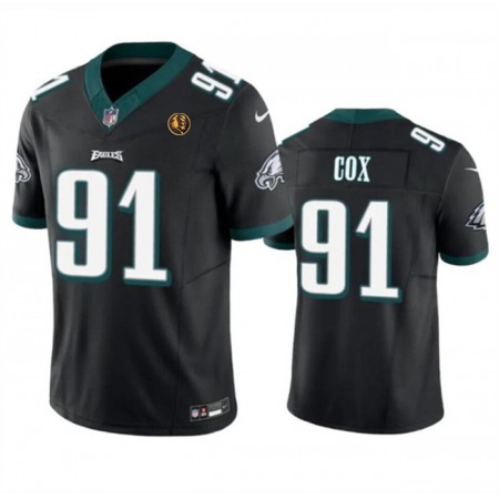 Men's Philadelphia Eagles #91 Fletcher Cox Black 2023 F.U.S.E. With John Madden Patch Vapor Limited Stitched Football Jersey