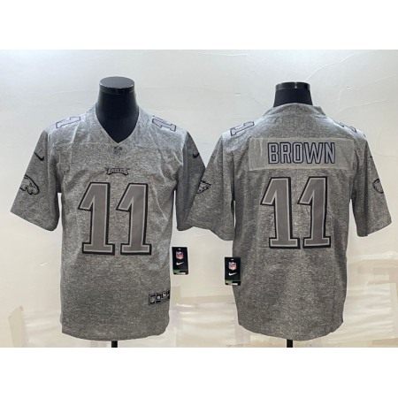 Men's Philadelphia Eagles #11 A. J. Brown Grey Stitched Jersey