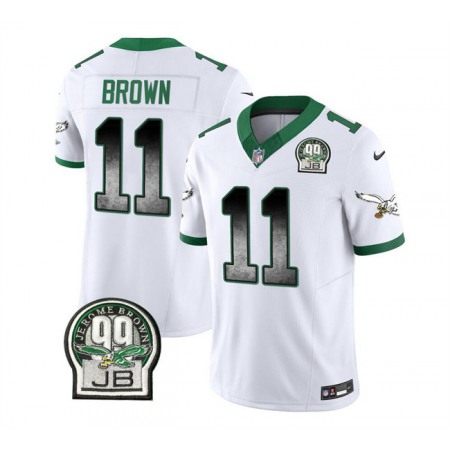 Men's Philadelphia Eagles #11 A. J. Brown White 2023 F.U.S.E. Throwback Vapor Untouchable Limited Stitched Football Jersey