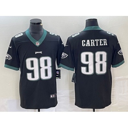 Men's Philadelphia Eagles #98 Jalen Carter Black Vapor Limited Stitched Football Jersey
