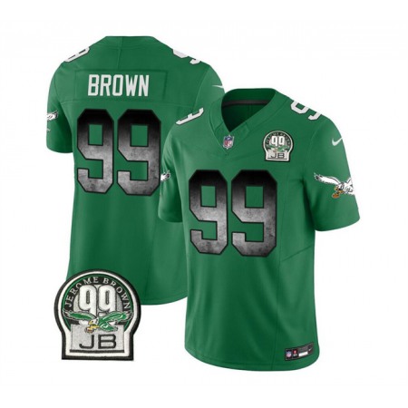 Men's Philadelphia Eagles #99 Jerome Brown Green 2023 F.U.S.E. Throwback Vapor Untouchable Limited Stitched Football Jersey