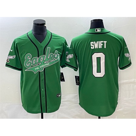 Men's Philadelphia Eagles #0 D'andre Swift Green Cool Base Stitched Baseball Jersey