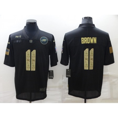 Men's Philadelphia Eagles #11 A. J. Brown Black Camo Salute To Service Limited Stitched Jersey