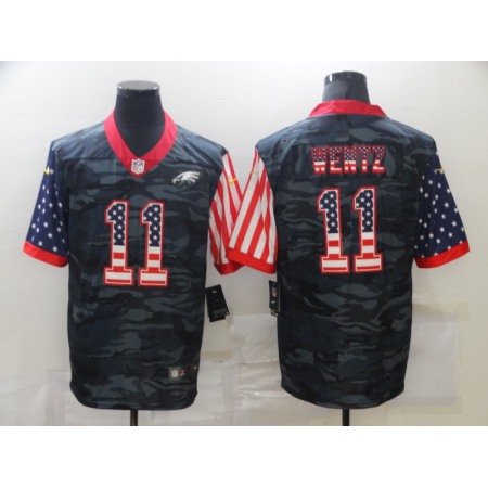 Men's Philadelphia Eagles #11 Carson Wentz 2020 Camo USA Flag Limited Stitched Jersey