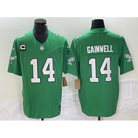 Men's Philadelphia Eagles #14 Kenneth Gainwell Green 2023 F.U.S.E. With 3-star C Patch Vapor Untouchable Stitched Football Jersey