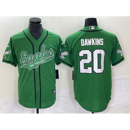 Men's Philadelphia Eagles #20 Brian Dawkins Green Cool Base Stitched Baseball Jersey
