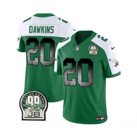 Men's Philadelphia Eagles #20 Brian Dawkins Green/White 2023 F.U.S.E. Throwback Vapor Untouchable Limited Stitched Football Jersey