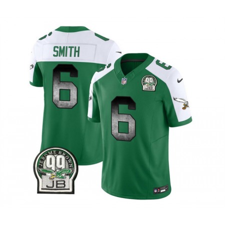 Men's Philadelphia Eagles #6 DeVonta Smith Green/White 2023 F.U.S.E. Throwback Vapor Untouchable Limited Stitched Football Jersey