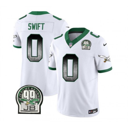 Men's Philadelphia Eagles #0 D'Andre Swift White 2023 F.U.S.E. Throwback Vapor Untouchable Limited Stitched Football Jersey