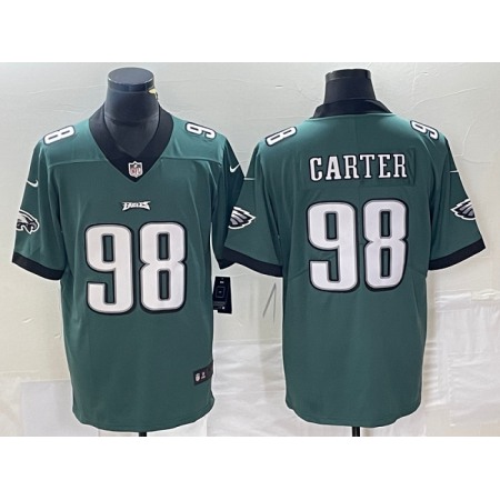 Men's Philadelphia Eagles #98 Jalen Carter Green Vapor Limited Stitched Football Jersey