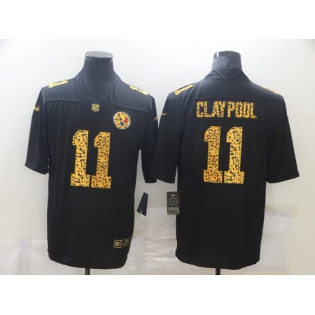 Men's Pittsburgh Steelers #11 Chase Claypool 2020 Black Leopard Print Fashion Limited Stitched Jersey