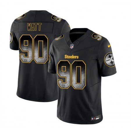 Men's Pittsburgh Steelers #90 T.J. Watt Black 2023 F.U.S.E. Smoke Vapor Untouchable Limited Stitched Jersey