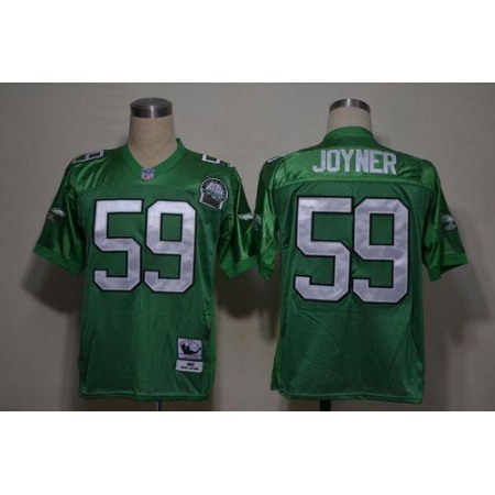 Mitchell And Ness Eagles #59 Seth Joyner Green Stitched Throwback NFL Jersey