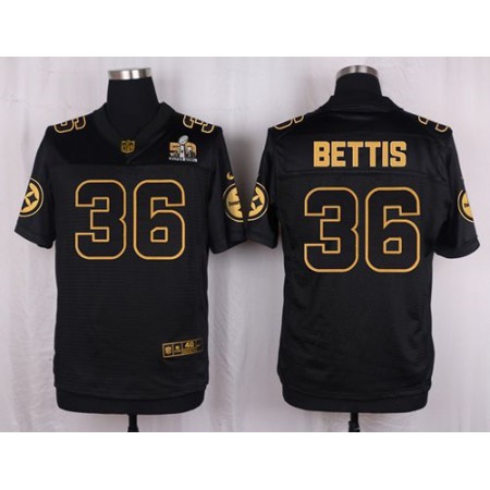 Nike Steelers #36 Jerome Bettis Black Men's Stitched NFL Elite Pro Line Gold Collection Jersey