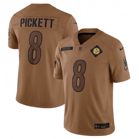 Men's Pittsburgh Steelers #8 Kenny Pickett 2023 Brown Salute To Service Limited Jersey