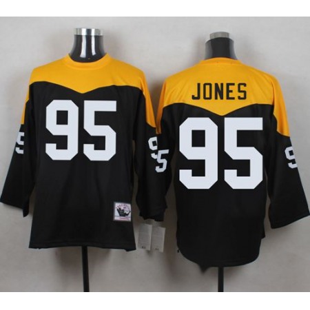 Mitchell And Ness 1967 Steelers #95 Jarvis Jones Black/Yelllow Throwback Men's Stitched NFL Jersey