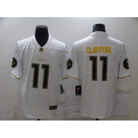 Men's Pittsburgh Steelers #11 Chase Claypool 2020 White Gold Limited Stitched Jersey
