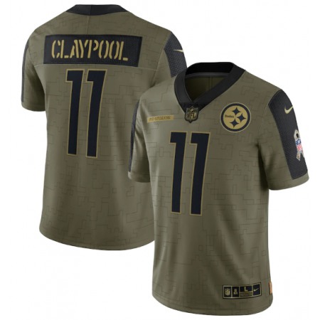 Men's Pittsburgh Steelers #11 Chase Claypool 2021 Olive Salute To Service Limited Stitched Jersey