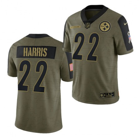Men's Pittsburgh Steelers #22 Najee Harris 2021 Olive Salute To Service Limited Stitched Jersey