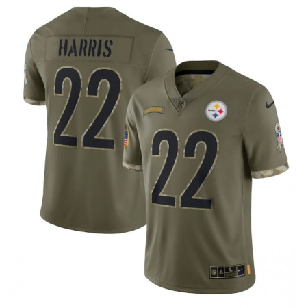 Men's Pittsburgh Steelers #22 Najee Harris Olive 2022 Salute To Service Limited Stitched Jersey