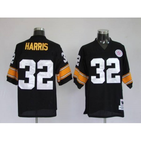 Mitchell & Ness Steelers #32 Franco Harris Black Stitched Throwback NFL Jersey