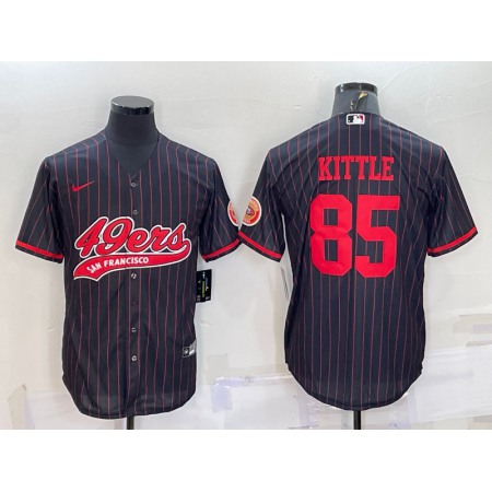 Men's San Francisco 49ers #85 George Kittle Black With Patch Cool Base Stitched Baseball Jersey