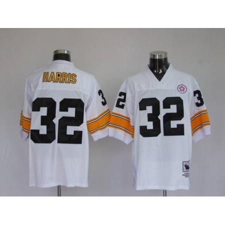 Mitchell & Ness Steelers #32 Franco Harris White Stitched Throwback NFL Jersey