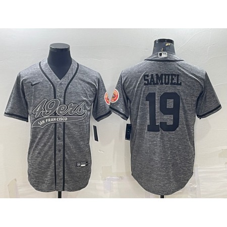 Men's San Francisco 49ers #19 Deebo Samuel Grey With Patch Cool Base Stitched Baseball Jersey