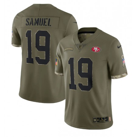 Men's San Francisco 49ers #19 Deebo Samuel Olive 2022 Salute To Service Limited Stitched Jersey