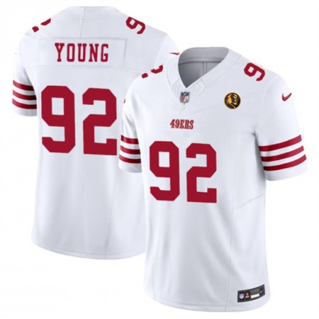 Men's San Francisco 49ers #92 Chase Young White 2023 F.U.S.E. With John Madden Patch Vapor Limited Stitched Football Jersey