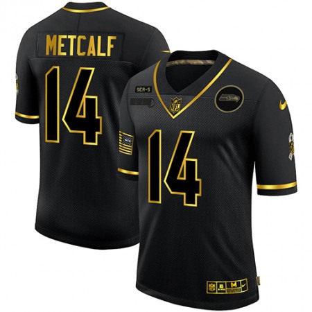 Men's Seattle Seahawks #14 D.K. Metcalf 2020 Black/Gold Salute To Service Limited Stitched Jersey