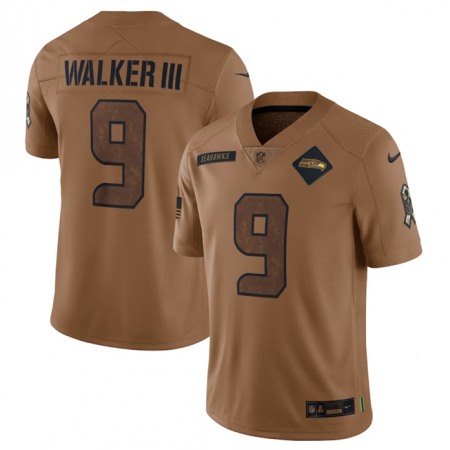 Men's Seattle Seahawks #9 Kenneth Walker III 2023 Brown Salute To Service Limited Stitched Football Jersey