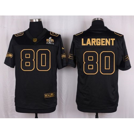 Nike Seahawks #80 Steve Largent Black Men's Stitched NFL Elite Pro Line Gold Collection Jersey