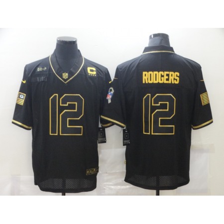 Men's Tampa Bay Buccaneers #12 Tom Brady 2020 Black/Gold Salute To Service With C Patch Limited Stitched Jersey