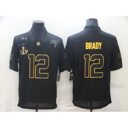 Men's Tampa Bay Buccaneers #12 Tom Brady 2020 Black/Gold Salute To Service With Super Bowl Patch Limited Stitched Jersey