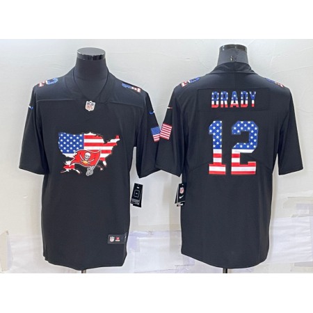 Men's Tampa Bay Buccaneers #12 Tom Brady Black USA Flag Limited Stitched Jersey