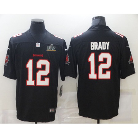 Men's Tampa Bay Buccaneers #12 Tom Brady New Black 2021 Super Bowl LV Limited Stitched Jersey
