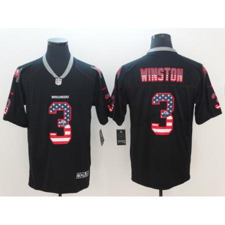Men's Tampa Bay Buccaneers #3 Jameis Winston Black 2018 USA Flag Fashion Color Rush NFL Limited Jersey